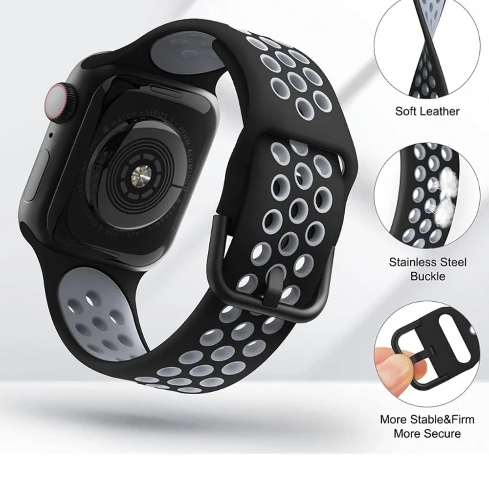 NIB Marlova black silicone Apple Watch band